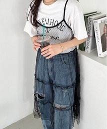 CLEA（クレア）の「シアードットティアード レイヤード ロングキャミワンピース（ワンピース）」