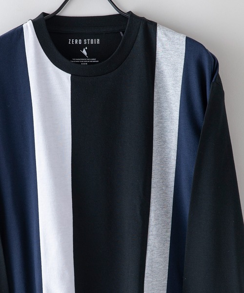 LB/S (エルビーエス)の「汗染みの目立たないTシャツ ZEROSTAIN ゼロステイン 切り替えデザイン ビッグシルエット7分袖Tシャツ 防汚 UVカット 撥水(Tシャツ/カットソー・メンズ・ホワイト系その他2/ブラック系その他/ブラック系その他2/グリーン系その他/ホワイト系その他・LARGE/X-LARGE/MEDIUM)」の3枚目の写真