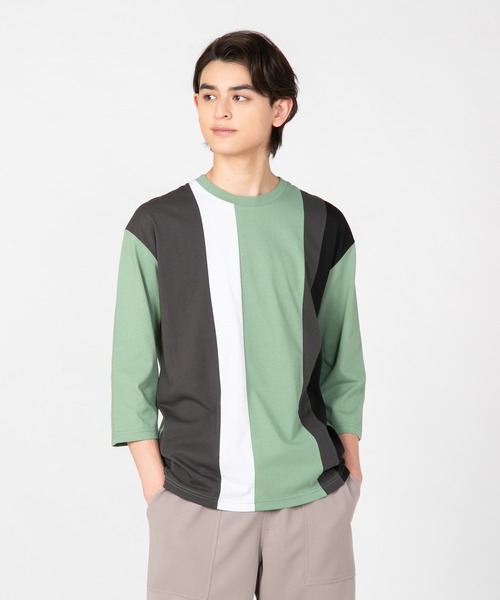 LB/S (エルビーエス)の「汗染みの目立たないTシャツ ZEROSTAIN ゼロステイン 切り替えデザイン ビッグシルエット7分袖Tシャツ 防汚 UVカット 撥水(Tシャツ/カットソー・メンズ・ホワイト系その他2/ブラック系その他/ブラック系その他2/グリーン系その他/ホワイト系その他・LARGE/X-LARGE/MEDIUM)」の7枚目の写真