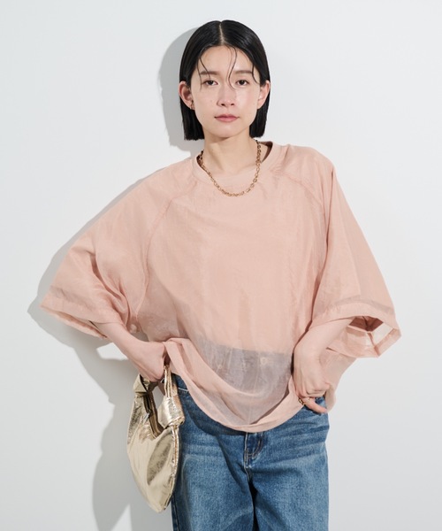 Shelly island（シェリーアイランド）の「シアーレイヤードラグランTEE（Tシャツ/カットソー・レディース・ブラック/ホワイト/ピンク・FREE）」の22枚目の写真