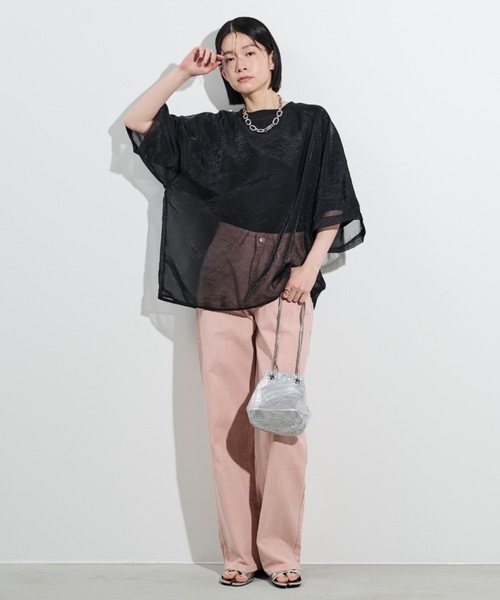 Shelly island（シェリーアイランド）の「シアーレイヤードラグランTEE（Tシャツ/カットソー・レディース・ブラック/ホワイト/ピンク・FREE）」の18枚目の写真