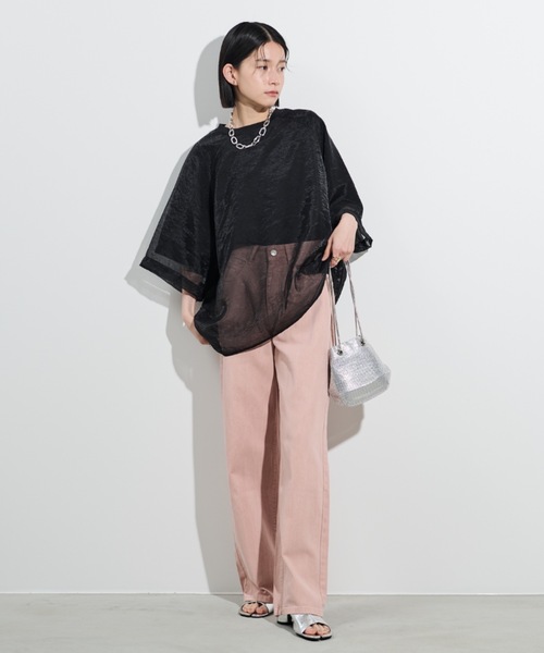 Shelly island（シェリーアイランド）の「シアーレイヤードラグランTEE（Tシャツ/カットソー・レディース・ブラック/ホワイト/ピンク・FREE）」の19枚目の写真