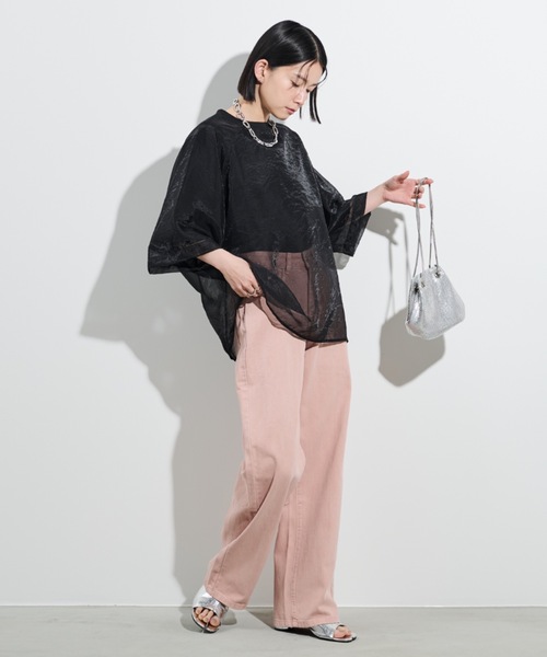 Shelly island（シェリーアイランド）の「シアーレイヤードラグランTEE（Tシャツ/カットソー・レディース・ブラック/ホワイト/ピンク・FREE）」の20枚目の写真