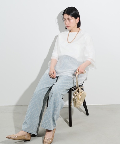 Shelly island（シェリーアイランド）の「シアーレイヤードラグランTEE（Tシャツ/カットソー・レディース・ブラック/ホワイト/ピンク・FREE）」の10枚目の写真