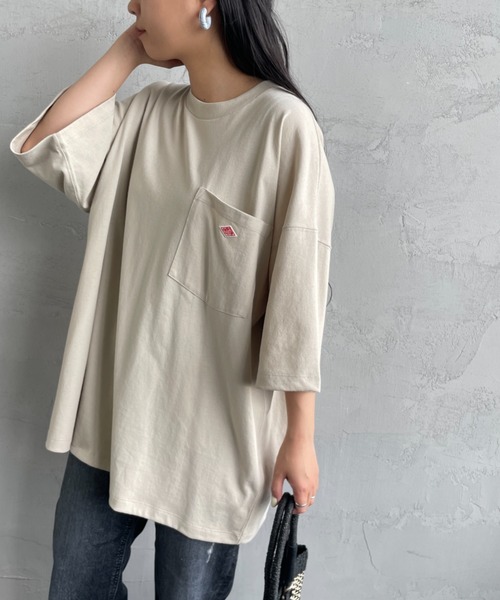 DANTON（ダントン）の「【WEB限定】[DANTON/ダントン] ビッグポケット ワンポイントロゴTシャツ（Tシャツ/カットソー・レディース・ネイビー/ホワイト/チャコールグレー/アイボリー/ブラック/グレイッシュベージュ・M/L）」の6枚目の写真