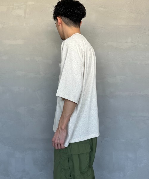 09M435◯ DANTON ホワイト ワンポイントロゴ ロンT カットソー L DANTON/ダントン] ワンポイントロゴ クルーネックロンT（Tシャツ