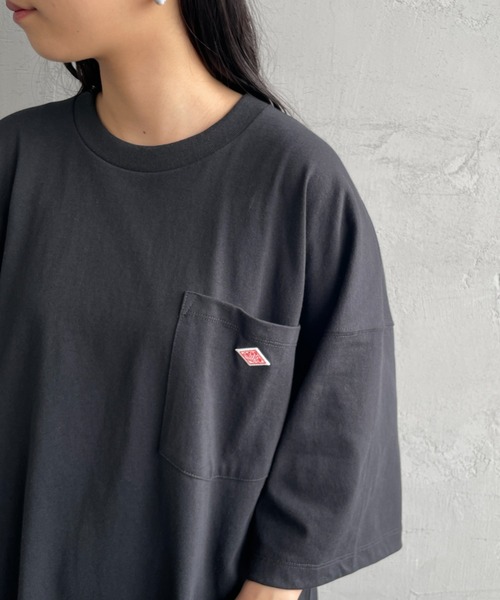 DANTON（ダントン）の「【WEB限定】[DANTON/ダントン] ビッグポケット ワンポイントロゴTシャツ（Tシャツ/カットソー・レディース・ネイビー/ホワイト/チャコールグレー/アイボリー/ブラック/グレイッシュベージュ・M/L）」の9枚目の写真