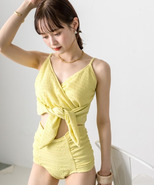 mystic（ミスティック）の「【2024 swim wear】カシュクールリボンスイムウェア（水着・レディース・ブラック/イエロー・FREE）」の7枚目の写真