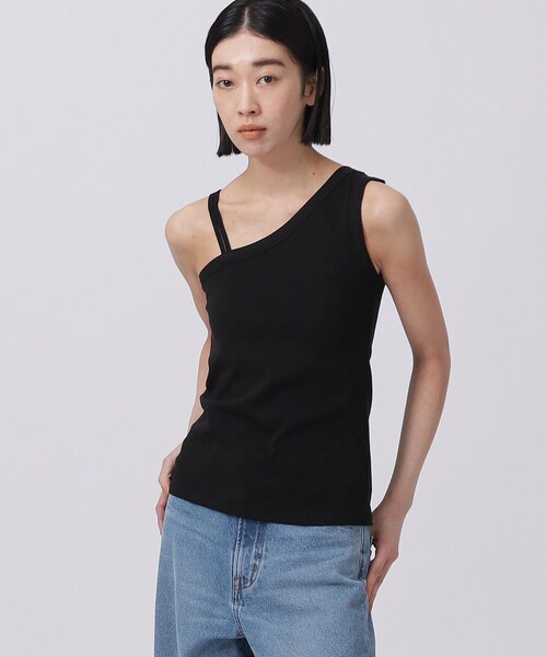 GALLEST（ギャレスト）の「◆ワンショルダーカップ付きキャミソール（タンクトップ・レディース・ブラック/ライトグリーン/ホワイト系・38）」の3枚目の写真