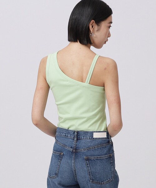 GALLEST（ギャレスト）の「◆ワンショルダーカップ付きキャミソール（タンクトップ・レディース・ブラック/ライトグリーン/ホワイト系・38）」の6枚目の写真