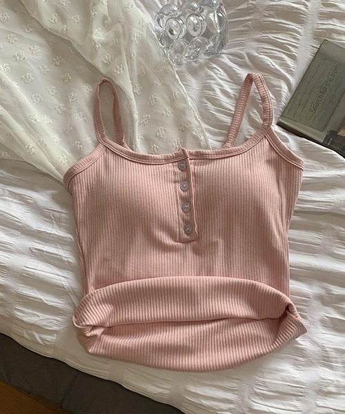 gossip!ロサンゼルス(ゴシップロサンゼルス)の「YUGA ショートキャミソール(キャミソール・レディース・ピンク/ブラック/ホワイト/ライトグレー・FREE)」の1枚目の写真