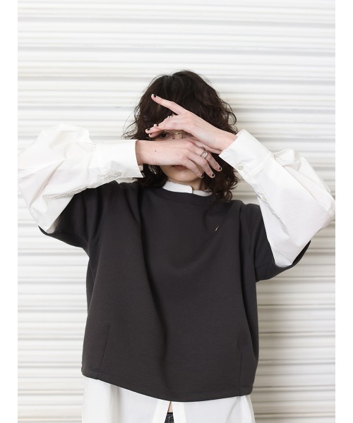 YENN（イエン）の「YENN パデットカラーシャツ（シャツ/ブラウス・レディース・オフホワイト/サックスブルー・FREE）」の4枚目の写真