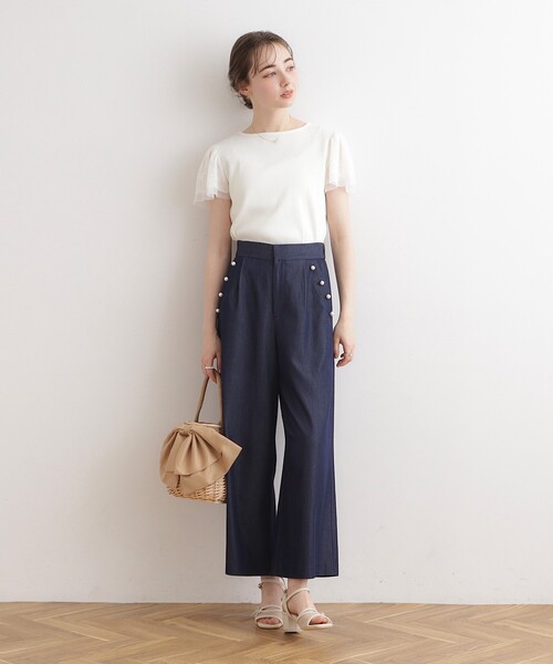 couture brooch（クチュールブローチ）の「◆【主役級！華やか大人レディトップス】チュール×レース袖トップス（Tシャツ/カットソー・レディース・ライトグレー/ブラック/サックスブルー/オフホワイト/ブラウン系その他・40/38/42/36）」の12枚目の写真