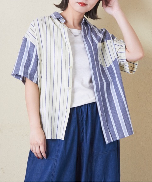 【plantation】フレンチスリーブ シャツ ブラウス 春夏 春服 夏服 Plantation - 【plantation】フレンチスリーブ シャツ ブラウス