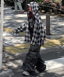 XU（エックスユー）の「【Never mind the XU別注】check hood shirts / 【ネバーマインド ザ エックスユー別注】チェックフード長袖シャツ（シャツ/ブラウス）」