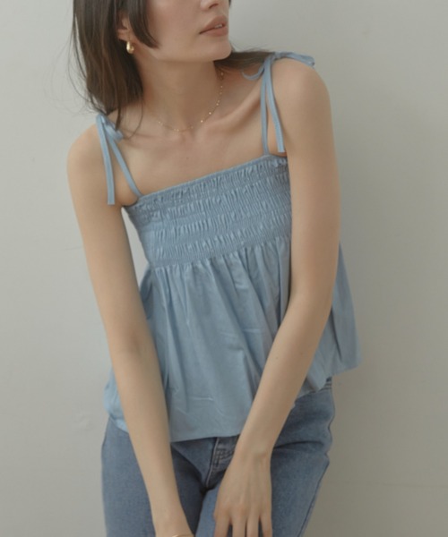 ACYM（アシーム）の「Denim ribbon flare キャミソール（キャミソール・レディース・インディゴブルー/ブルー系その他・FREE）」の2枚目の写真