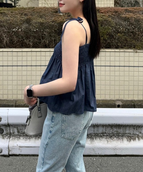 ACYM（アシーム）の「Denim ribbon flare キャミソール（キャミソール・レディース・インディゴブルー/ブルー系その他・FREE）」の4枚目の写真