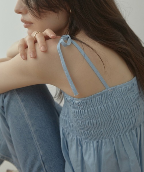 ACYM（アシーム）の「Denim ribbon flare キャミソール（キャミソール・レディース・インディゴブルー/ブルー系その他・FREE）」の11枚目の写真