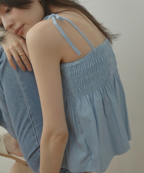 ACYM（アシーム）の「Denim ribbon flare キャミソール（キャミソール・レディース・インディゴブルー/ブルー系その他・FREE）」の10枚目の写真