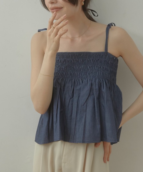 ACYM（アシーム）の「Denim ribbon flare キャミソール（キャミソール・レディース・インディゴブルー/ブルー系その他・FREE）」の15枚目の写真