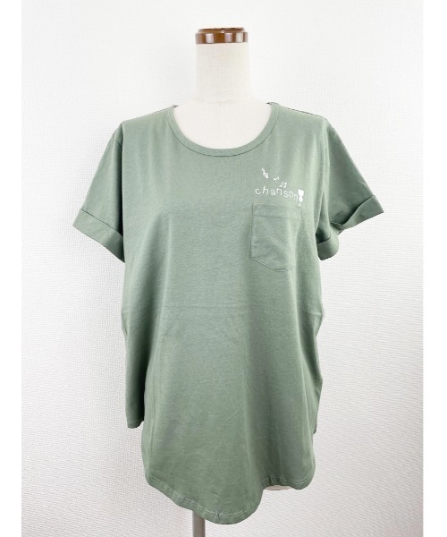 Rydia（リディア）の「ラウンドポケットTEE（Tシャツ/カットソー・レディース・カーキ/オフホワイト/ベージュ/ブラック・M）」の4枚目の写真