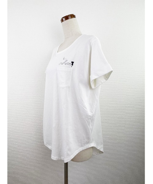 Rydia（リディア）の「ラウンドポケットTEE（Tシャツ/カットソー・レディース・カーキ/オフホワイト/ベージュ/ブラック・M）」の5枚目の写真