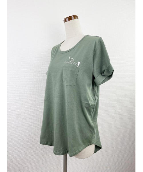 Rydia（リディア）の「ラウンドポケットTEE（Tシャツ/カットソー・レディース・カーキ/オフホワイト/ベージュ/ブラック・M）」の14枚目の写真