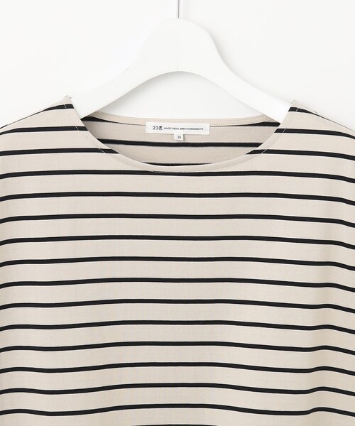 23区 S(ニジュウサンクチイサイサイズ)の「【洗える】ランダムボーダー ドルマン カットソー(Tシャツ/カットソー・レディース・黄土色系1/ブラック系1/ベージュ系1・32)」の14枚目の写真