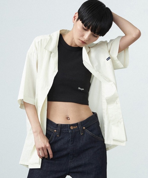 Lee（リー）の「Wrangler/ラングラー【ブロード素材】キューバシャツ ショートスリーブ 開襟（シャツ/ブラウス・メンズ・ブラック/オレンジ/ホワイト・SMALL/MEDIUM/LARGE）」の2枚目の写真