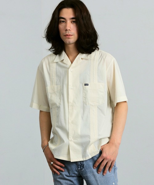 Lee（リー）の「Wrangler/ラングラー【ブロード素材】キューバシャツ ショートスリーブ 開襟（シャツ/ブラウス・メンズ・ブラック/オレンジ/ホワイト・SMALL/MEDIUM/LARGE）」の9枚目の写真