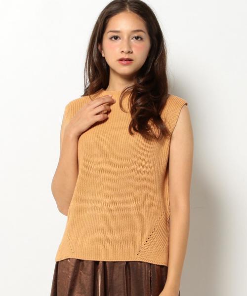 Another Edition(アナザーエディション)の「ノースリーブアゼプルオーバー/AEFC N/S アゼPO◆(ニット/セーター・レディース・ブラック/ベージュ/オリーブ・フリー)」の3枚目の写真