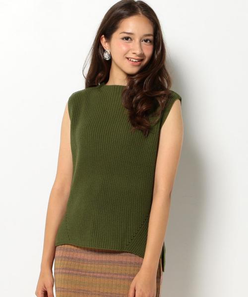 Another Edition(アナザーエディション)の「ノースリーブアゼプルオーバー/AEFC N/S アゼPO◆(ニット/セーター・レディース・ブラック/ベージュ/オリーブ・フリー)」の1枚目の写真