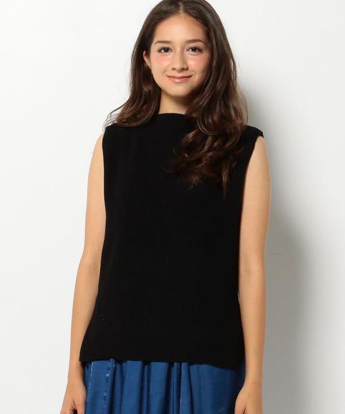 Another Edition(アナザーエディション)の「ノースリーブアゼプルオーバー/AEFC N/S アゼPO◆(ニット/セーター・レディース・ブラック/ベージュ/オリーブ・フリー)」の2枚目の写真