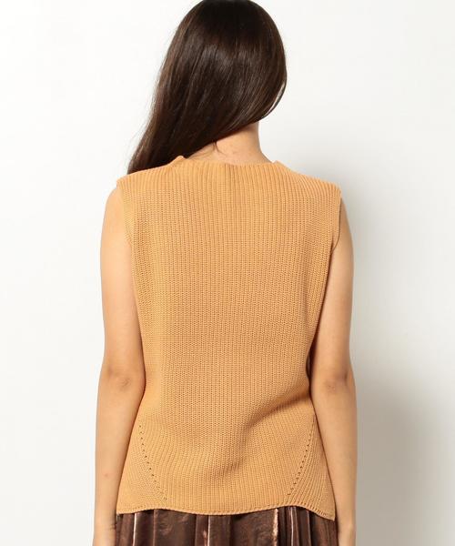 Another Edition(アナザーエディション)の「ノースリーブアゼプルオーバー/AEFC N/S アゼPO◆(ニット/セーター・レディース・ブラック/ベージュ/オリーブ・フリー)」の5枚目の写真