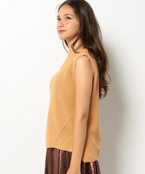 Another Edition(アナザーエディション)の「ノースリーブアゼプルオーバー/AEFC N/S アゼPO◆(ニット/セーター・レディース・ブラック/ベージュ/オリーブ・フリー)」の7枚目の写真