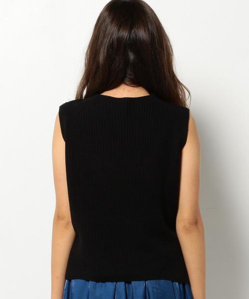 Another Edition(アナザーエディション)の「ノースリーブアゼプルオーバー/AEFC N/S アゼPO◆(ニット/セーター・レディース・ブラック/ベージュ/オリーブ・フリー)」の4枚目の写真