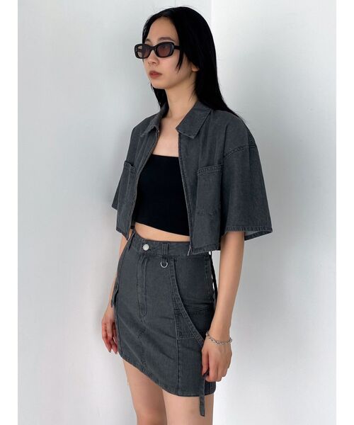 EMODA（エモダ）の「フロントジップデニムシャツ（シャツ/ブラウス・レディース・グレー/ライトブルー/ブラック・FREE）」の8枚目の写真