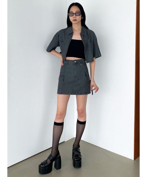 EMODA（エモダ）の「フロントジップデニムシャツ（シャツ/ブラウス・レディース・グレー/ライトブルー/ブラック・FREE）」の9枚目の写真