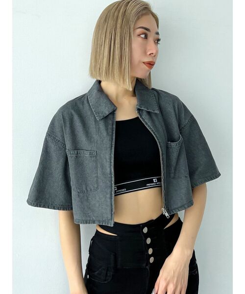 EMODA（エモダ）の「フロントジップデニムシャツ（シャツ/ブラウス・レディース・グレー/ライトブルー/ブラック・FREE）」の12枚目の写真