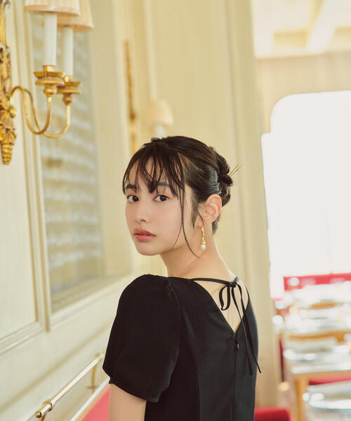 【m.mieko0024】ROBE de PEAU　パフスリーブワンピース m.mieko0024】ROBE de PEAU パフスリーブワンピース m.mieko0024