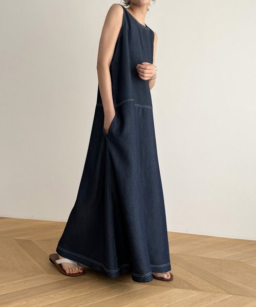 CANAL JEAN（キャナルジーン）の「El mar　デニムタンクワンピース（ワンピース・レディース・ネイビー・ONE SIZE）」の9枚目の写真
