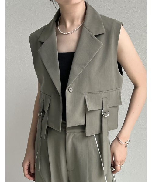 Re:EDIT（リエディ）の「[2024 SUMMER COLLECTION]ライトツイルダブルポケットミリタリーベスト（ベスト・レディース・グレー/ブラック/カーキ/ベージュ・MEDIUM/LARGE）」の4枚目の写真