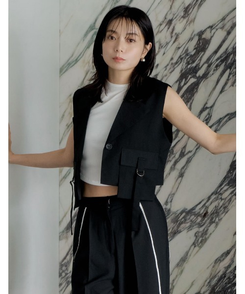 Re:EDIT（リエディ）の「[2024 SUMMER COLLECTION]ライトツイルダブルポケットミリタリーベスト（ベスト・レディース・グレー/ブラック/カーキ/ベージュ・MEDIUM/LARGE）」の6枚目の写真