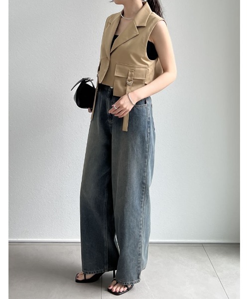 Re:EDIT（リエディ）の「[2024 SUMMER COLLECTION]ライトツイルダブルポケットミリタリーベスト（ベスト・レディース・グレー/ブラック/カーキ/ベージュ・MEDIUM/LARGE）」の11枚目の写真