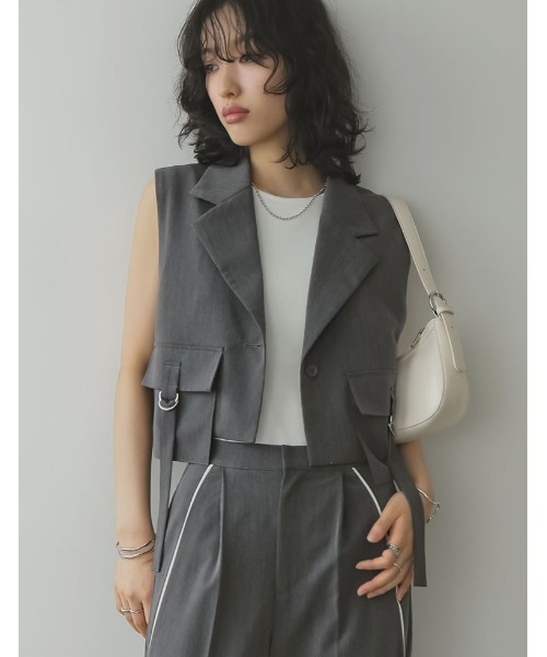 Re:EDIT（リエディ）の「[2024 SUMMER COLLECTION]ライトツイルダブルポケットミリタリーベスト（ベスト・レディース・グレー/ブラック/カーキ/ベージュ・MEDIUM/LARGE）」の16枚目の写真