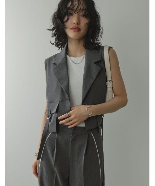 Re:EDIT（リエディ）の「[2024 SUMMER COLLECTION]ライトツイルダブルポケットミリタリーベスト（ベスト・レディース・グレー/ブラック/カーキ/ベージュ・MEDIUM/LARGE）」の17枚目の写真