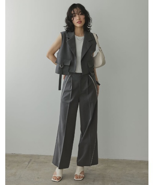 Re:EDIT（リエディ）の「[2024 SUMMER COLLECTION]ライトツイルダブルポケットミリタリーベスト（ベスト・レディース・グレー/ブラック/カーキ/ベージュ・MEDIUM/LARGE）」の18枚目の写真