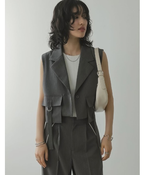 Re:EDIT（リエディ）の「[2024 SUMMER COLLECTION]ライトツイルダブルポケットミリタリーベスト（ベスト・レディース・グレー/ブラック/カーキ/ベージュ・MEDIUM/LARGE）」の19枚目の写真