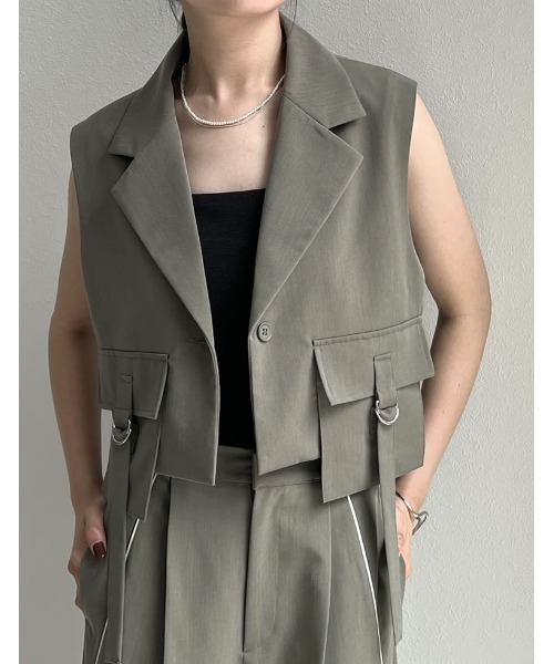 Re:EDIT（リエディ）の「[2024 SUMMER COLLECTION]ライトツイルダブルポケットミリタリーベスト（ベスト・レディース・グレー/ブラック/カーキ/ベージュ・MEDIUM/LARGE）」の21枚目の写真