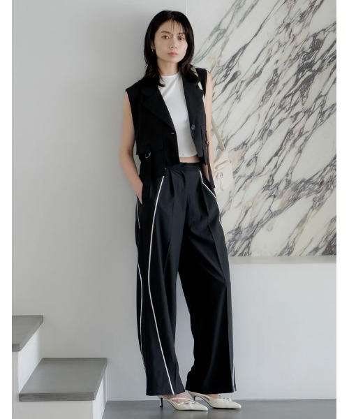 Re:EDIT（リエディ）の「[2024 SUMMER COLLECTION]ライトツイルダブルポケットミリタリーベスト（ベスト・レディース・グレー/ブラック/カーキ/ベージュ・MEDIUM/LARGE）」の5枚目の写真